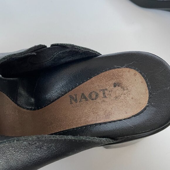 NAOT Two-Strap Leather Slip on Heeled Sandals Black 6 - Picture 6 of 9